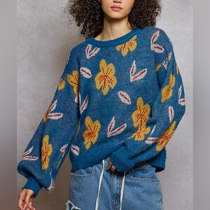 POL Floral Blue Sweater